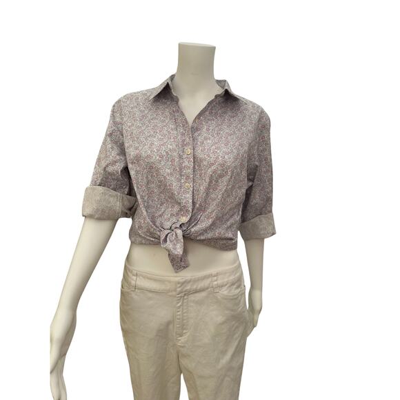 Vintage LL Bean Light Purple Floral Button Up Medium - Picture 6 of 10